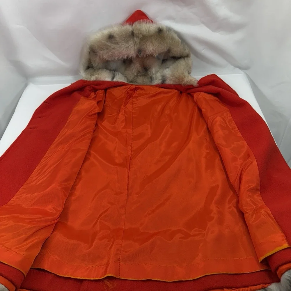 Vintage Red Leopard Faux Fur Womens Cloak Vest Gilet Cape One‎ Size
